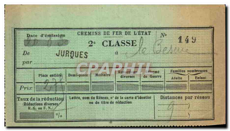 Ticket Chemins de fer 