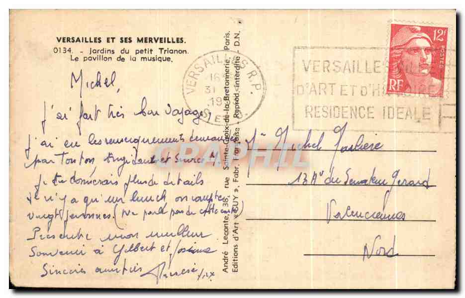 CPA Versailles Et Ses Merveilles Jardin Du Petit Trianon Le Pavillon De La Musique — Verso