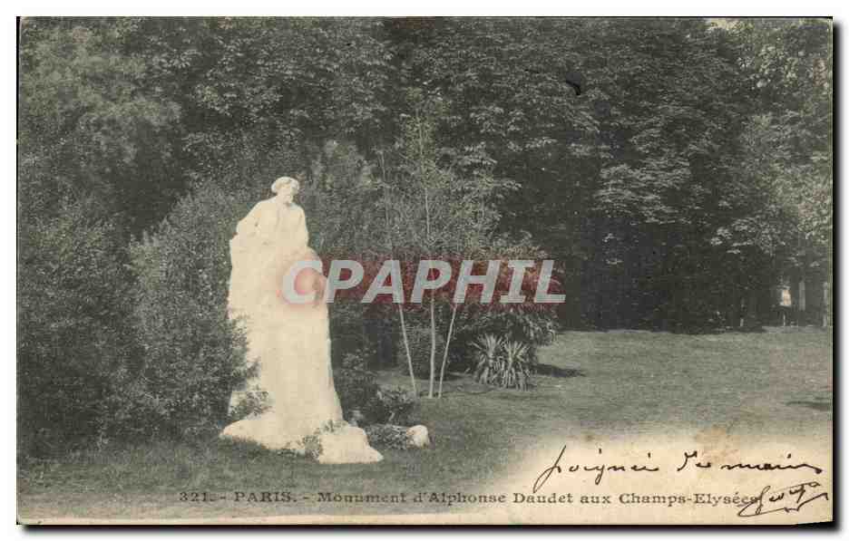 CPA Paris Monument d'Alphonse Daudet Aux Champs Elysees