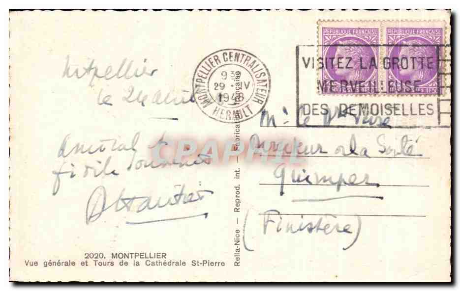 CPA Montpellier Generale et Tours de la Cathedrale St Pierre — Rückseite