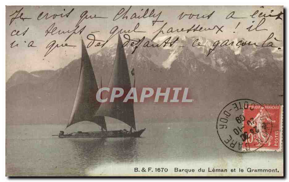 CPA Barque du Leman et le Grammont Suisse Bateau