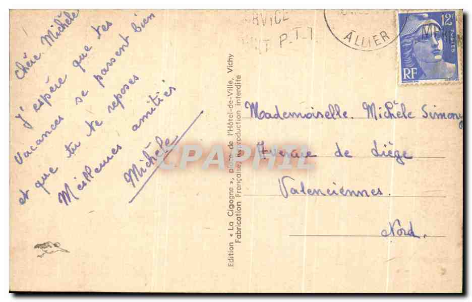 CPA Vichy Le pont Aristide Brioand — Verso