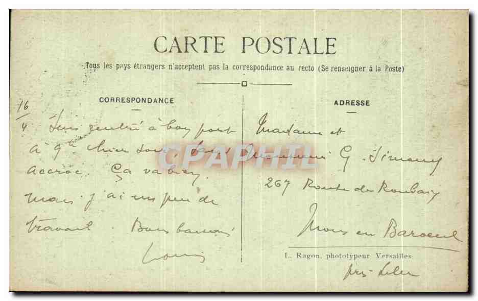 Versailles — Le Palais — La Galerie des Batailles — L. R. — Verso