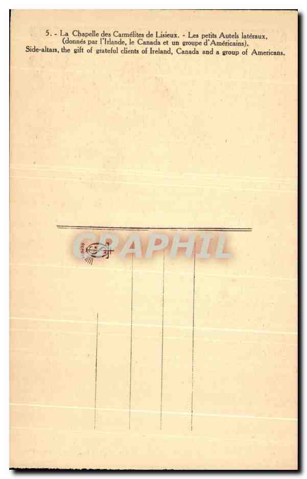 Chapelle des Carmélites de Lisieux — Autels latéraux — Éditeur CPAPHIL, n°5 — Reverso