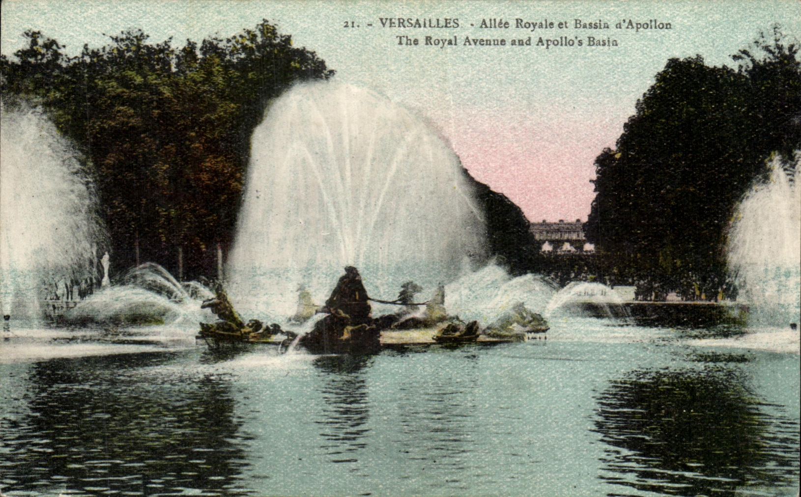 Vintage Postcard Versailles Allee Royale Et Bassin d'Apollon