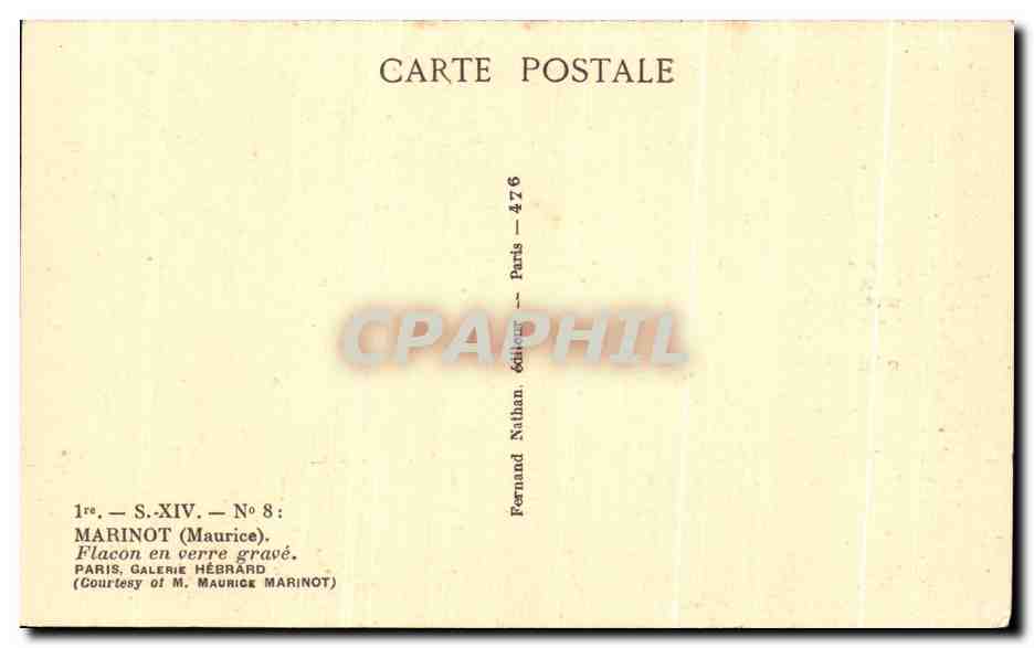 Flacon en verre gravé — Série XIV, n° 8 — Éditeur Marinot (Maurice), Paris — Achterkant