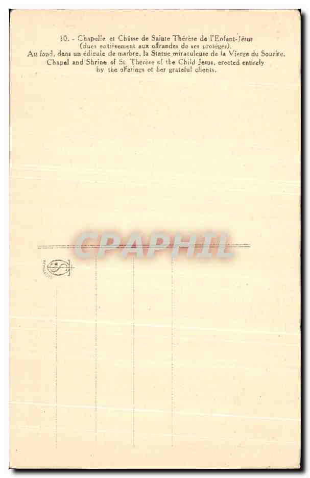 Chapelle et Châsse de Sainte Thérèse de l'Enfant-Jésus — éditeur non visible — n° de série 10 — Rückseite