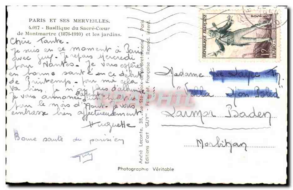 Basilique du Sacré-Cœur — Montmartre — Éditions Véritable, n°4.017 — Rückseite