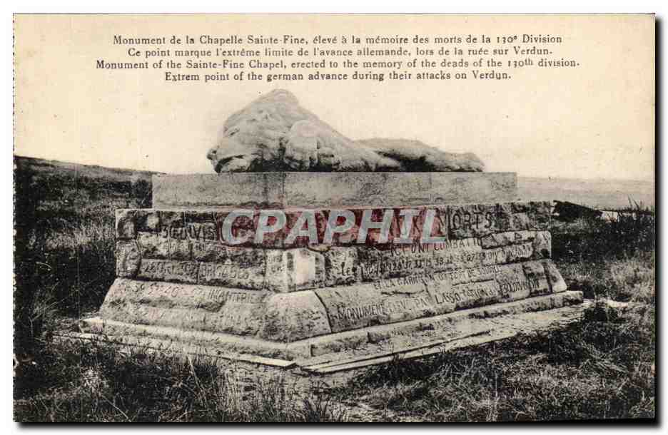 Monument de la Chapelle Sainte-Fine — extrême limite de l'avance allemande lors de la bataille de Verdun — éditeur non identifié