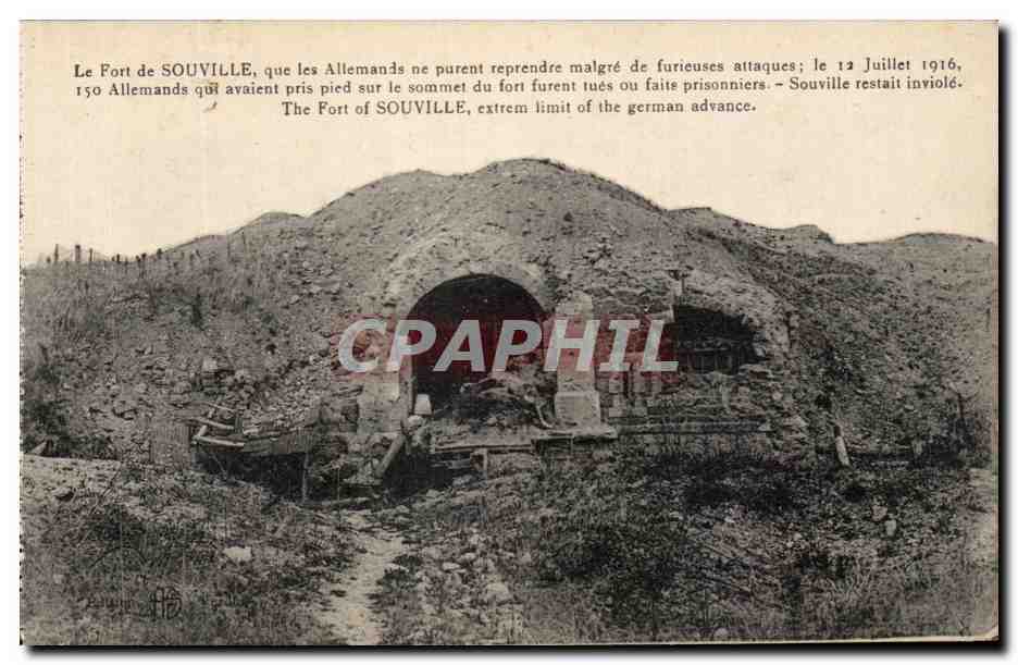 Fuerte de Souville — Defensa francesa contra los alemanes en 1916 — Editor: H. G. (firma visible)