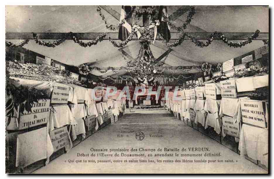Ossuaire provisoire des Champs de Bataille de Verdun — Début de l'Œuvre de Douaumont — éditeur HS, Verdun
