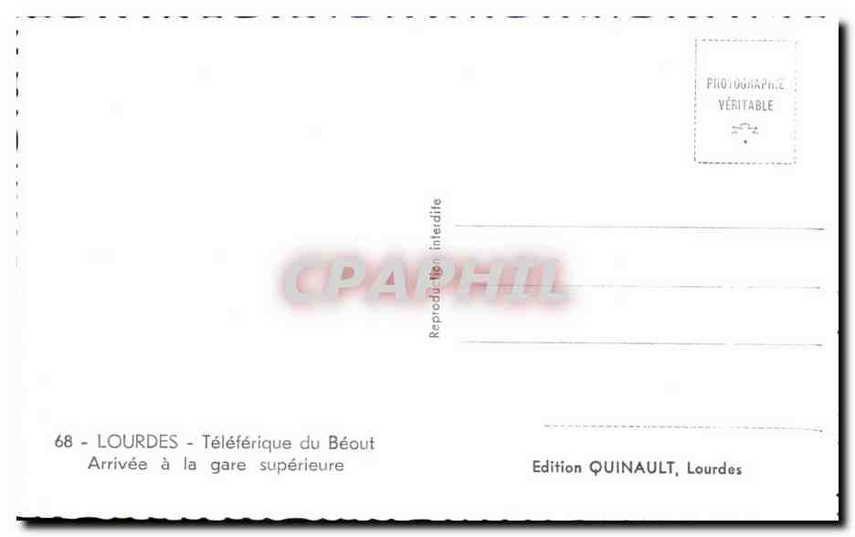 CPA Lourdes Teleferique du Beout arrivee a la Gare Superieure — Verso