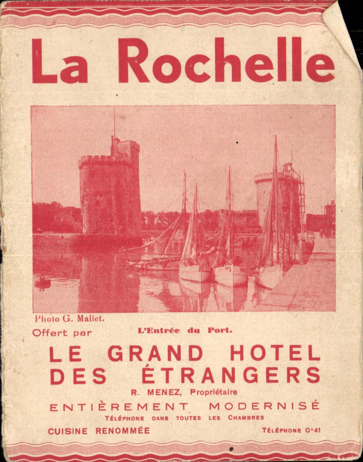 Feuillet La Rochelle Le Grand Hotel Des Etrangers Pharmacie Gaudin Place du MArche 