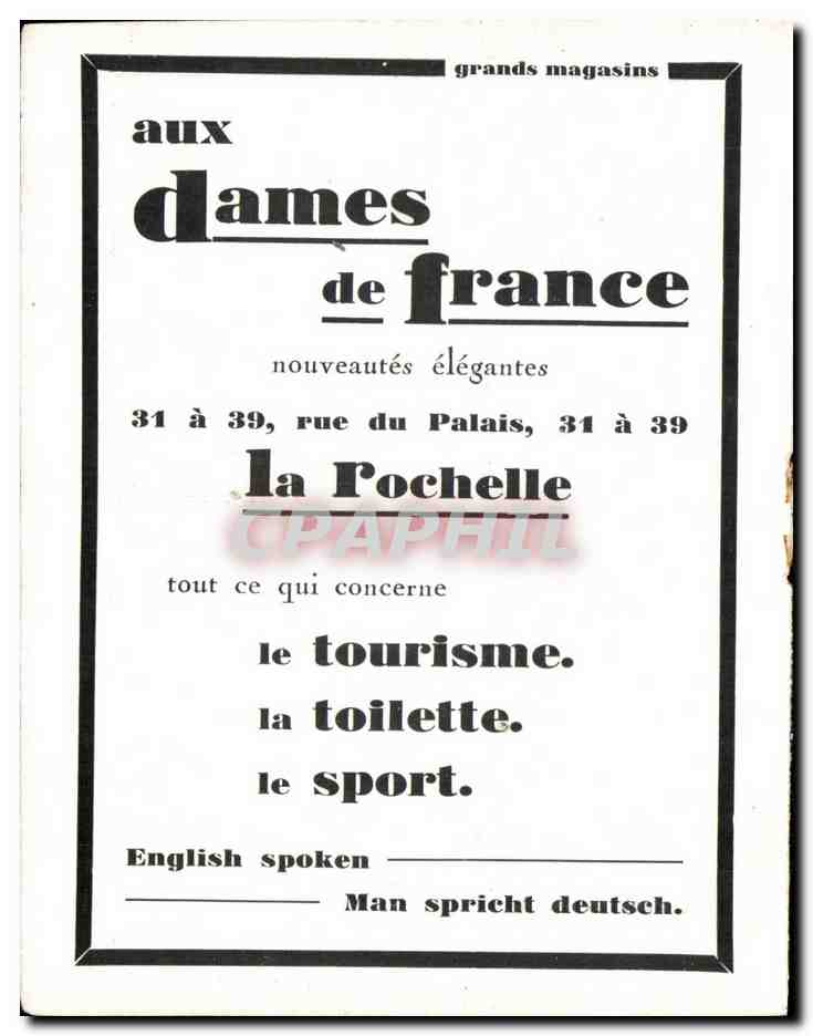 Feuillet La Rochelle Vieille maison du 15eme Aux dames de France  — Verso