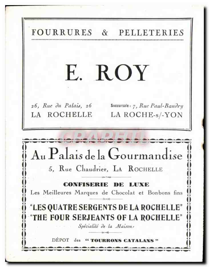 Feuillet La Rochelle Porte des deux moulins  — Verso