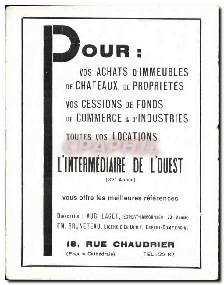 Feuillet La Rochelle Tour Saint Barthelemy Intermediaire de l'ouest — Verso