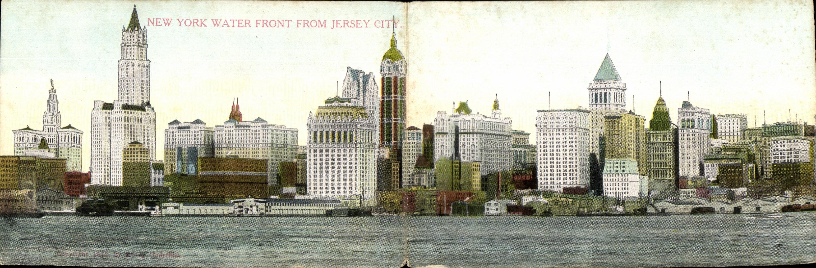New York Water Front von Jersey City — Panoramablick — Verlag: E. B. Smith & Co.