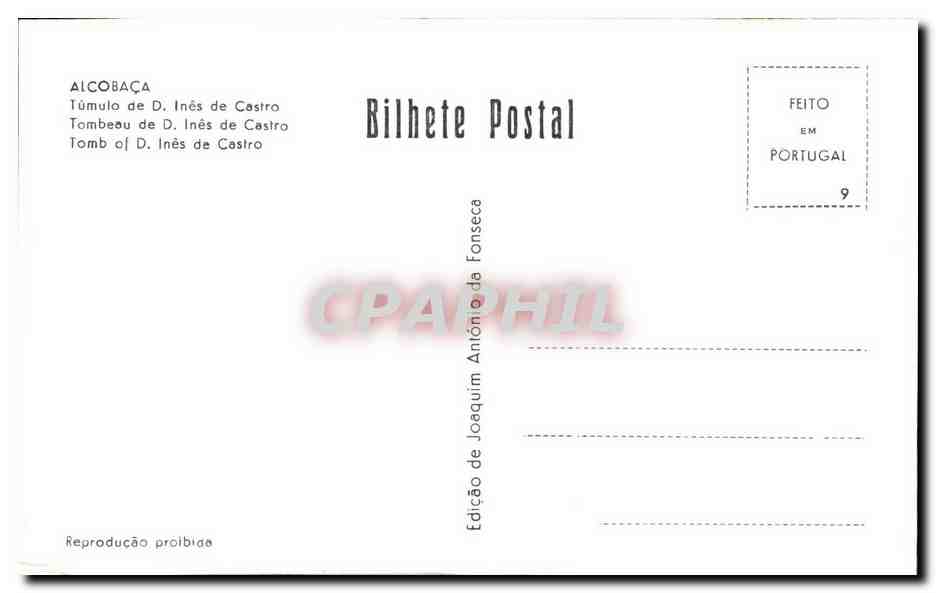 Túmulo de D. Inês de Castro — Alcobaça — Édition de Joaquim António da Fonseca — Verso