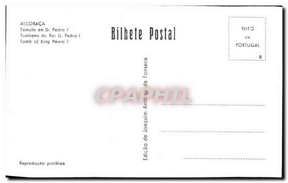 Alcobaça — Tombeau du Roi Pedro I — Édition de Joaquim António da Fonseca — Verso