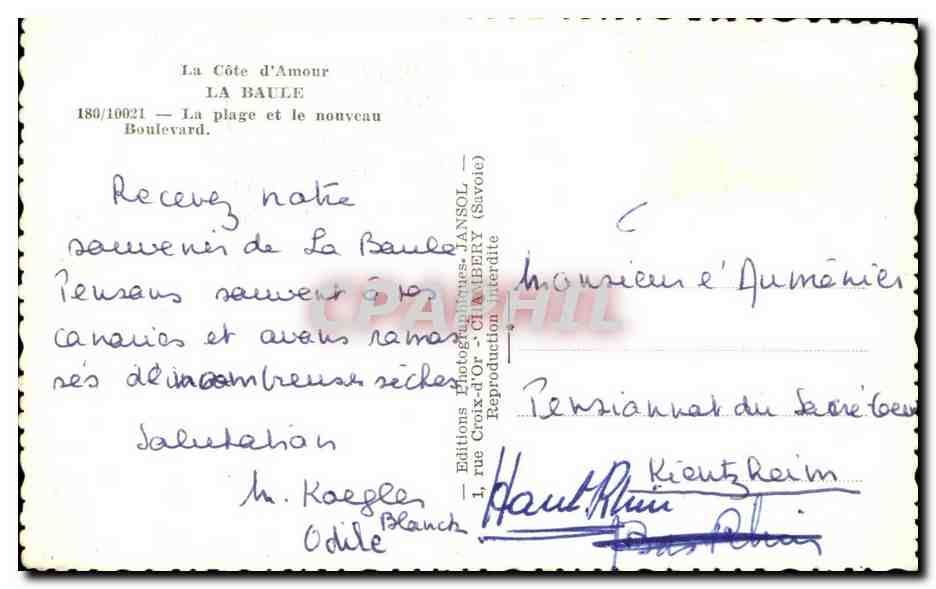 CPA La Cote d'Amour La Baule La Plage et le Nouveau Boulevard — Verso
