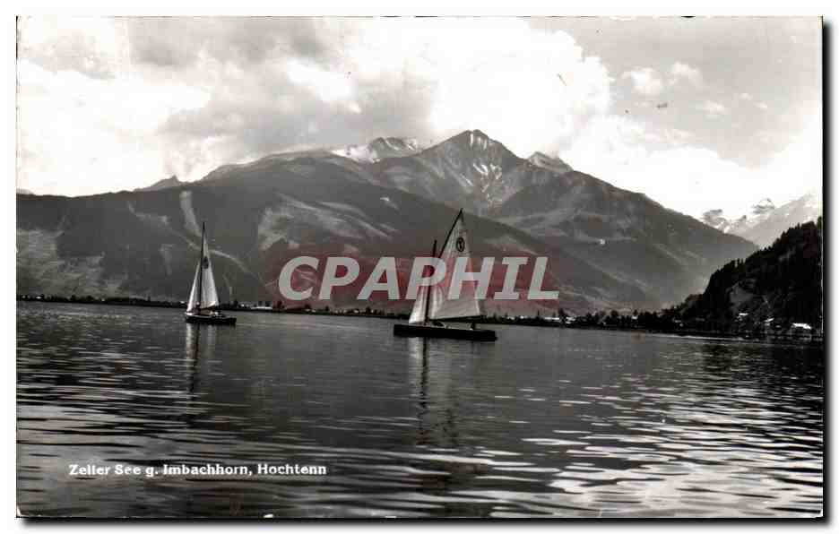 Zeller See g. Imbachhorn, Hochtenn — vue lacustre avec voiliers — éditeur Echte Photographie Z 122