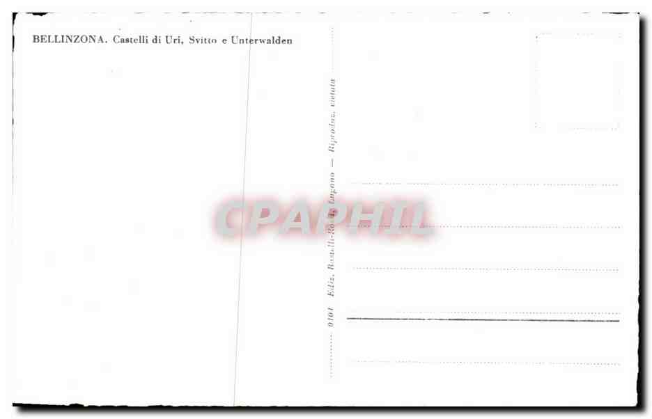 CPA Saluti da Bellinzona Castellid di Uri Svitto e Unterwalden — Rückseite