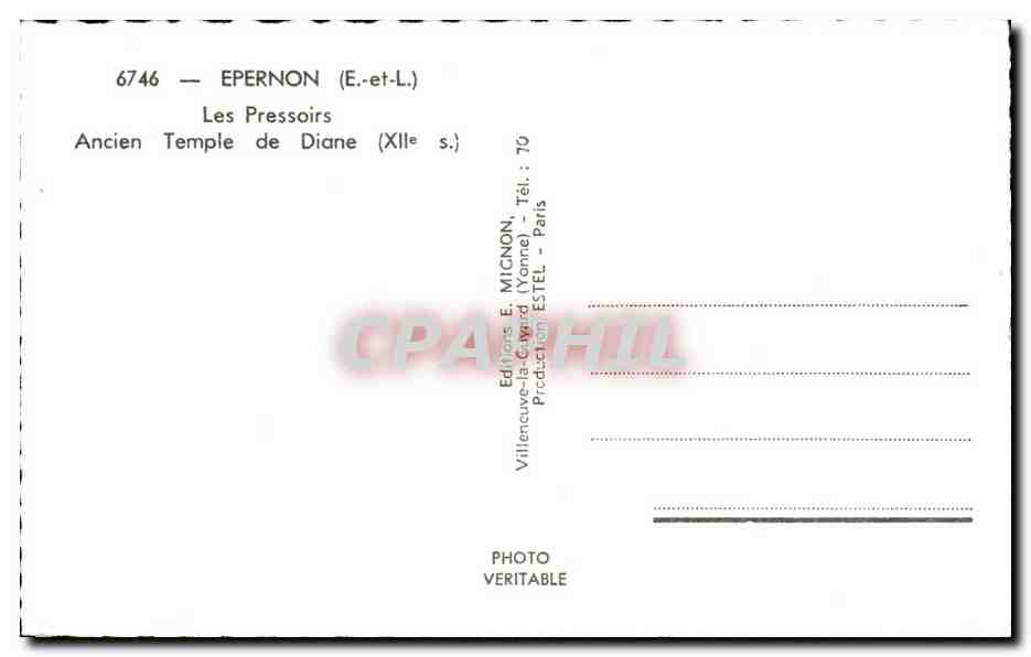 CPA Epernon Les Pressoirs Ancien Temple de Diane — Rückseite