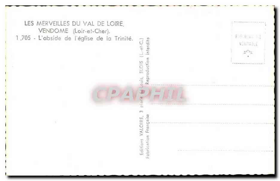 Vendôme — L'abside de l'église de la Trinité — Éditions Valoire — Verso