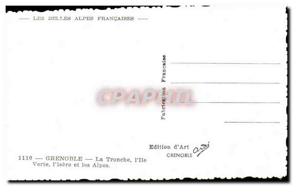 La Tronche, l'Île Verte, l'Isère et les Alpes — Édition d'Art Grenoble — Rückseite