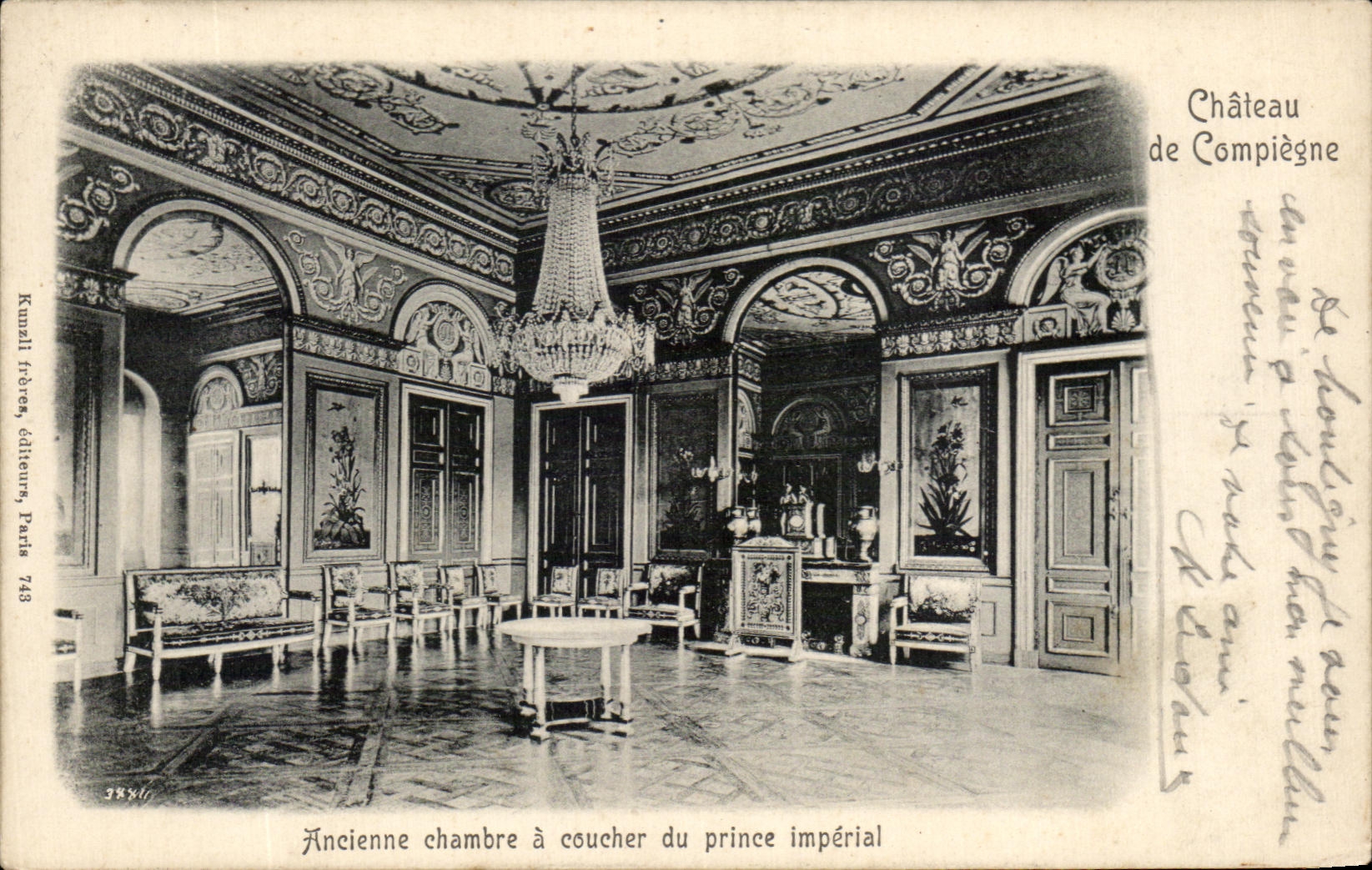 Ancienne chambre à coucher du prince impérial — Château de Compiègne — Kunzli frères éditeurs Paris 743