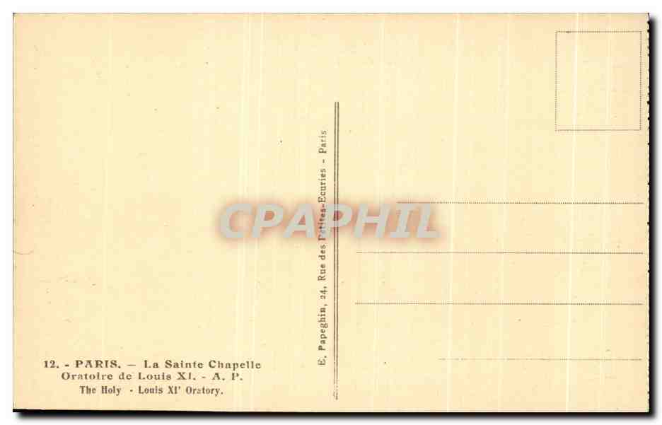 CPA Paris La Sainte Chapelle Oratoire de Louis XI — Rückseite