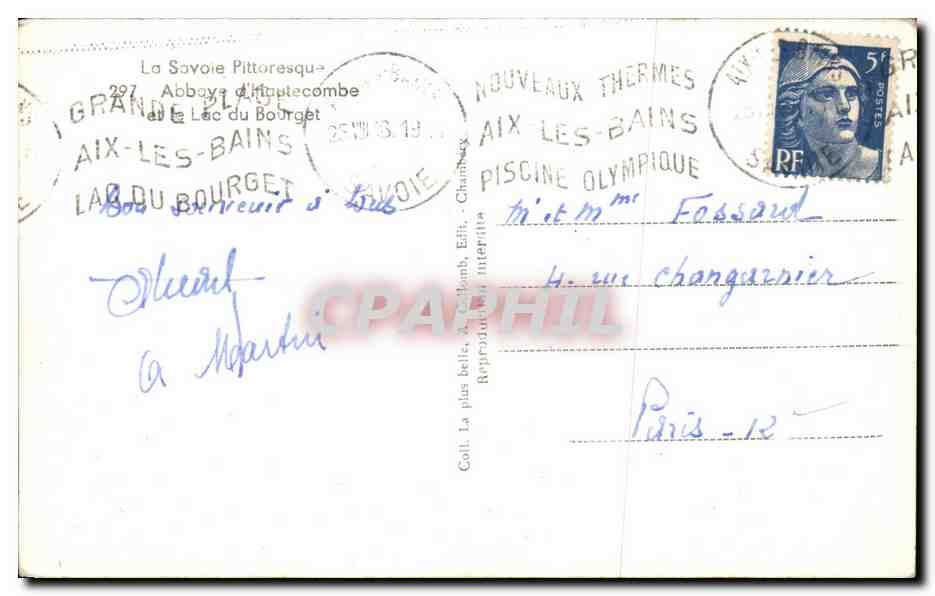 CPA La Savoie Pittoresqu eAbbaye d'Hautecombe Lac du Bourget Aix Les Bains — Verso