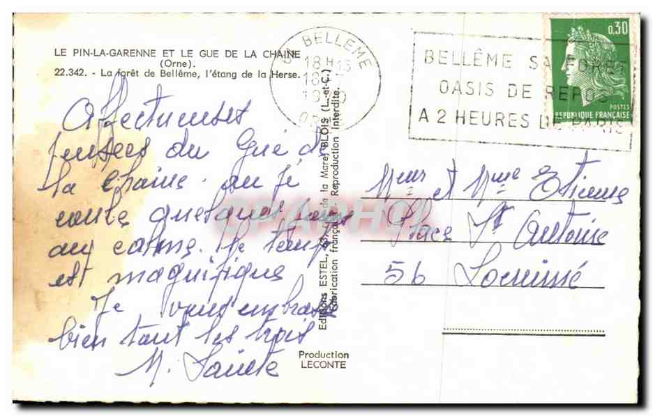 CPA Le Pin La Garenne Et Le Gue De La CHaine la foret de Belleme Cygnes — Rückseite
