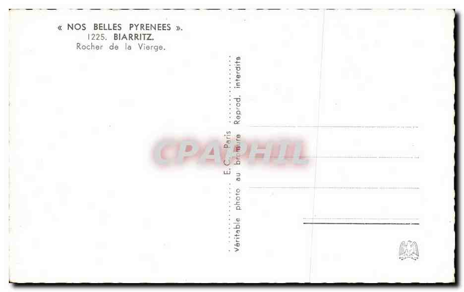 CPA Nos Belles Pyrenees Biarritz Rocher de la Vierge — Verso