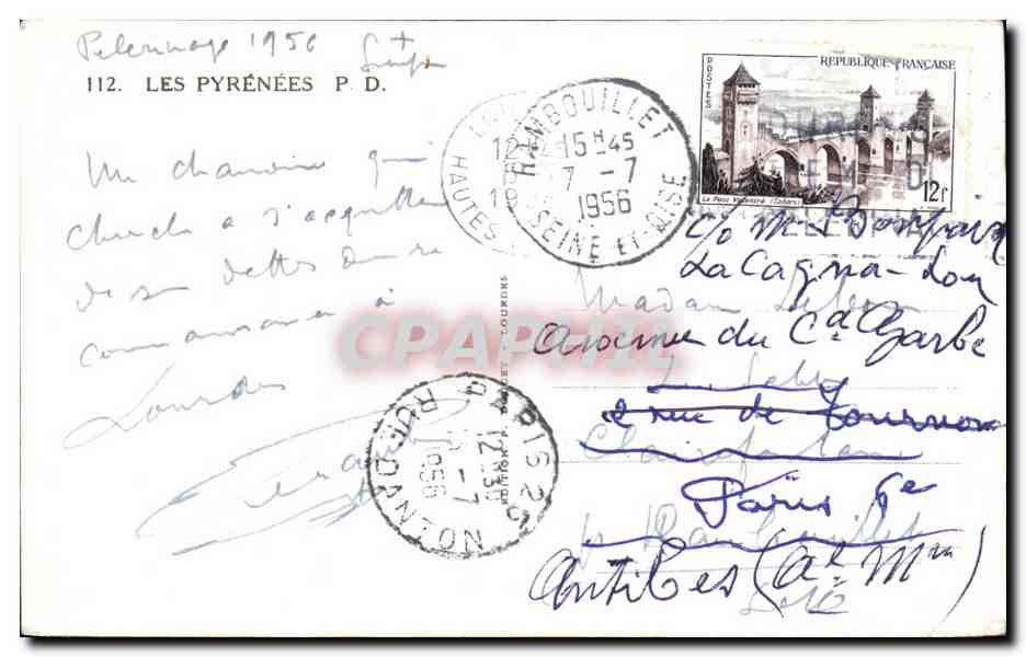 CPA Souvenir De Mom Excursion Aux Pyrenees Lourdes — Achterkant