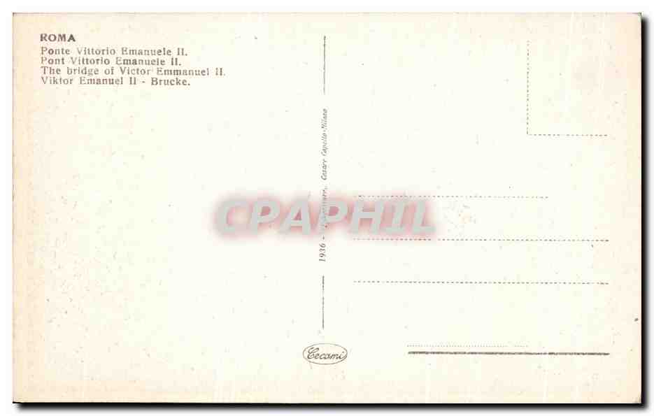 CPA Roma Ponte Vittorio Emanuele II — Rückseite
