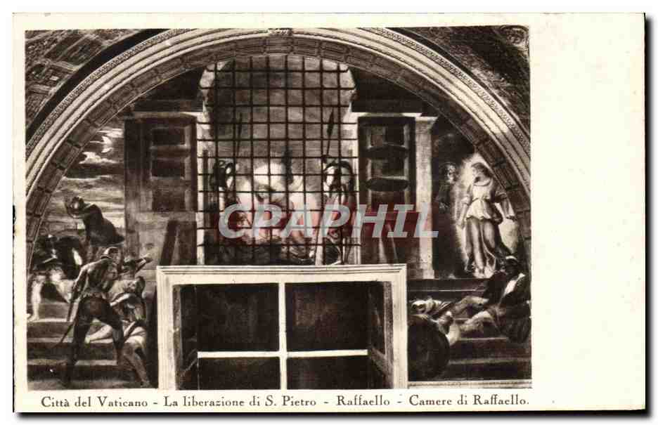 CPA Citta del Vaticano la liberazione di S Pietro Raffaello Camere di Raffaello