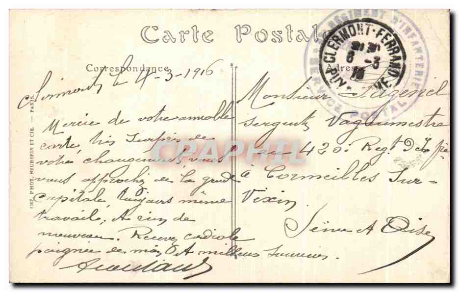 CPA Clermont Ferrand Vue generale prise de Montjuzel — Verso