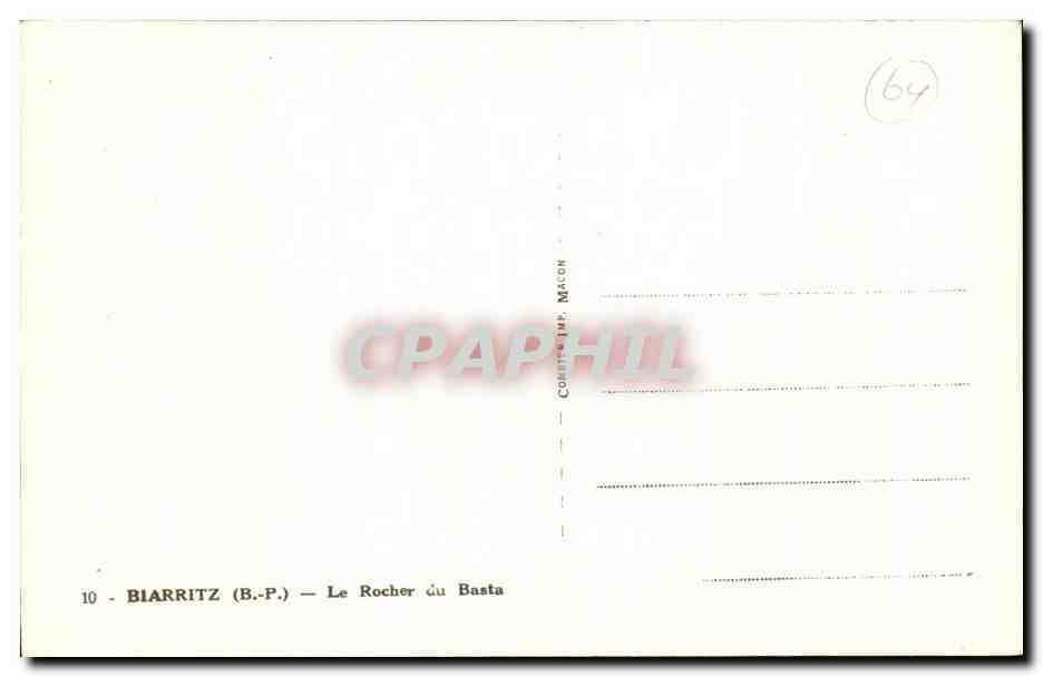 CPA Biarritz Le Rocher du Basta — Verso
