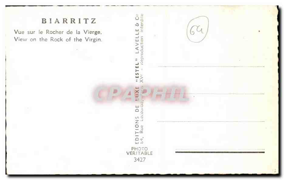 CPA Biarritz Vue Sur le Rocher de la Vierge — Verso