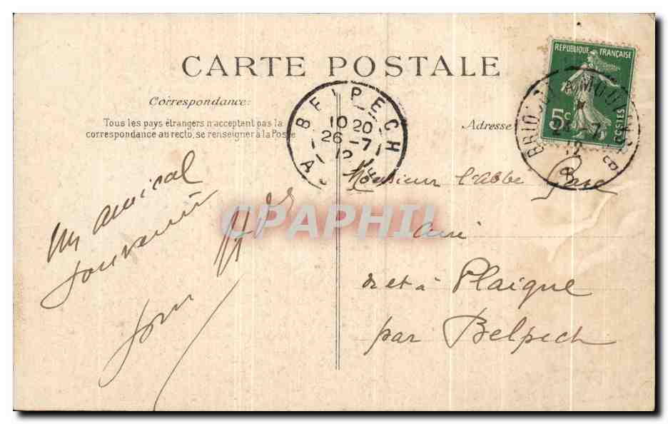 CPA L'Auvergne Pittoresque Clermont Ferrand Square Blaise Pascal et le puy de Dome — Verso