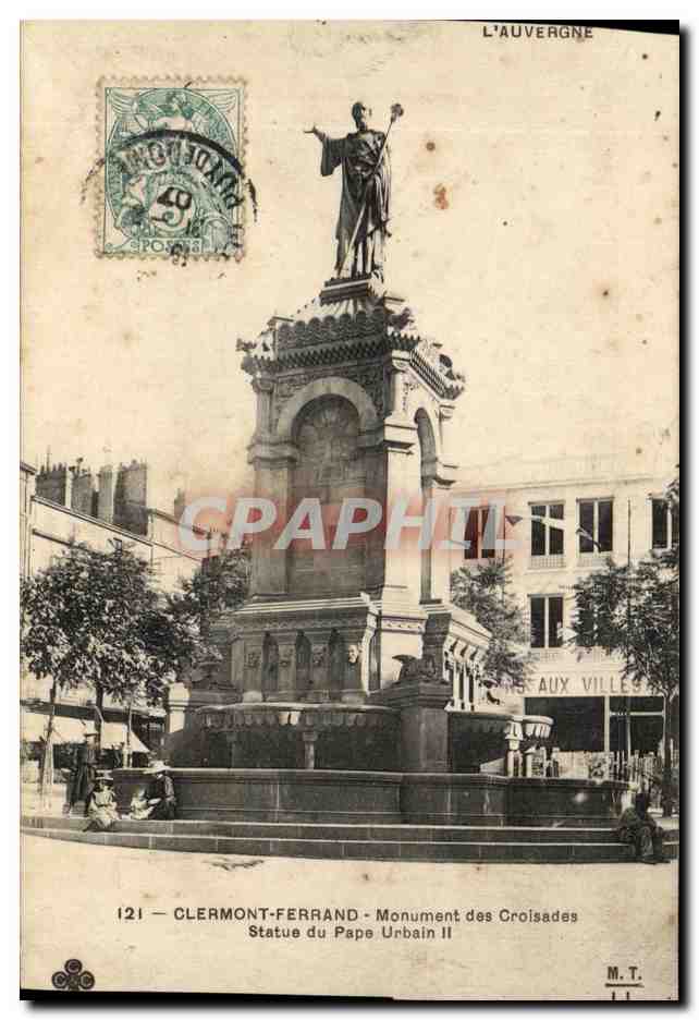 Antike Ansichtskarte Clermont Ferrand Monument der Kreuzzüge Statue des Papst Urban