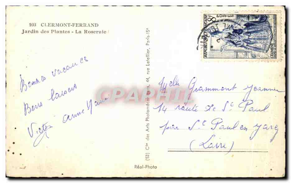 CPA Clermont Ferrand Jardin des Plantes La Roseraie — Reverso
