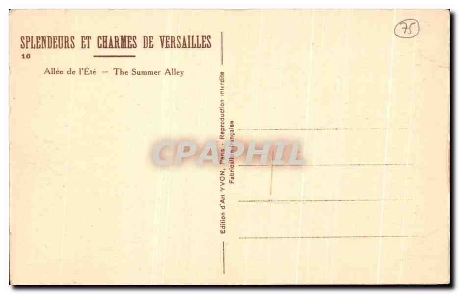 CPA Alle de l'Ete Versailles — Verso