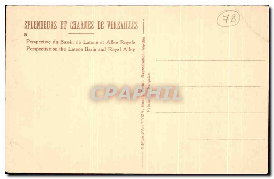 CPA Splendeurs Et Charmes De Versailles Perspective du Bassin du bassin de Latone et Allee Royale — Verso