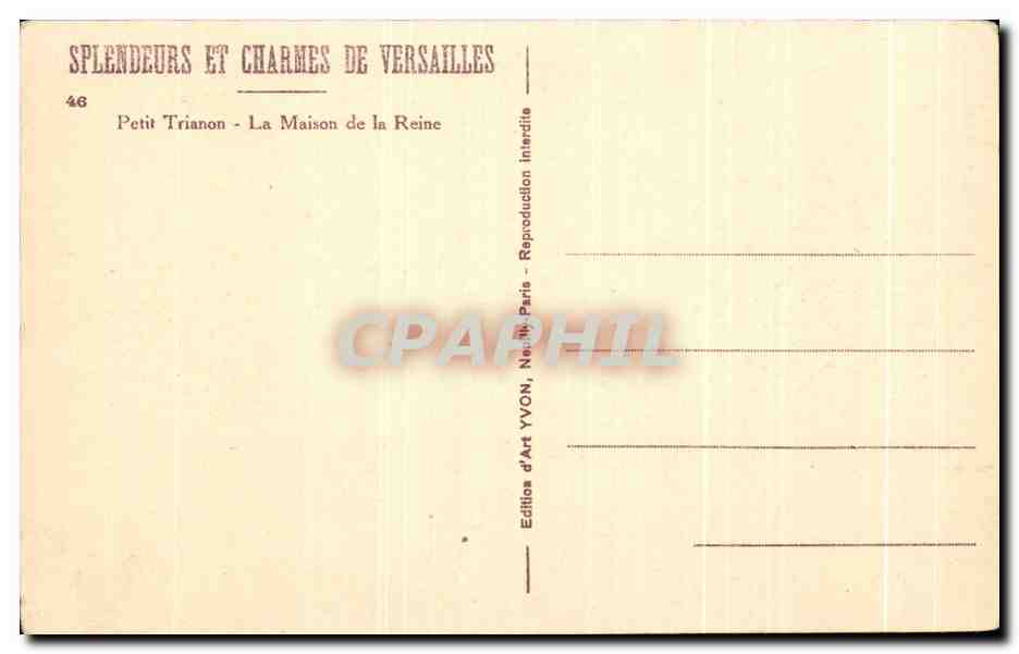CPA Splendeurs Et Charmes De Versailles Petit Trianon La Maison de la Reine — Verso