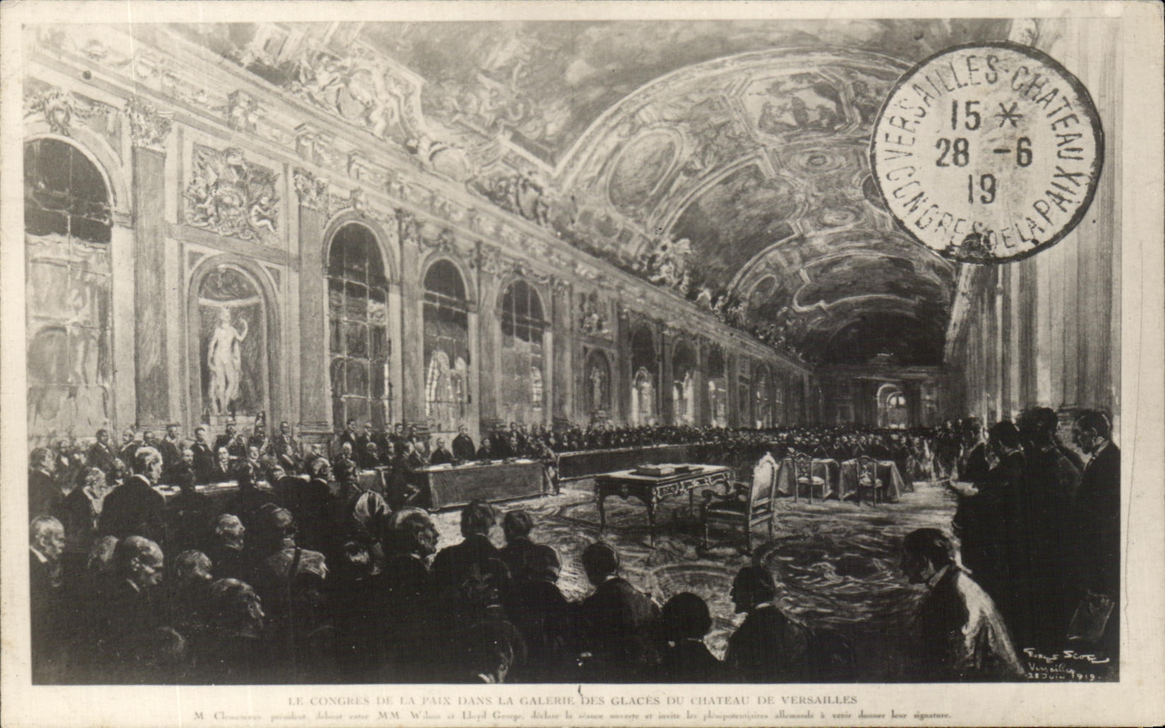 CPA Congres de la Paix dans la galerie des glaces de Versailles 