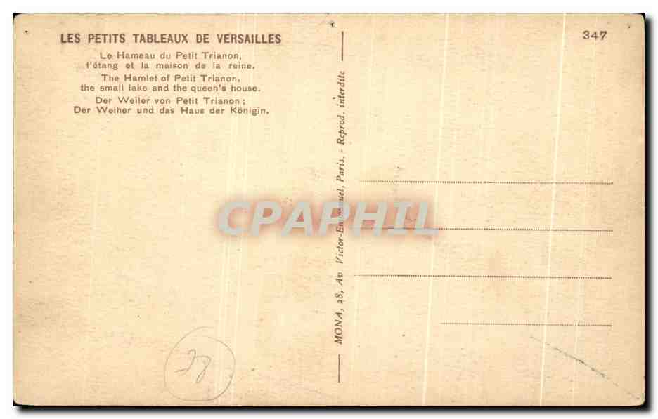 CPA Versailles Le Hameau du Petit Trianon — Verso
