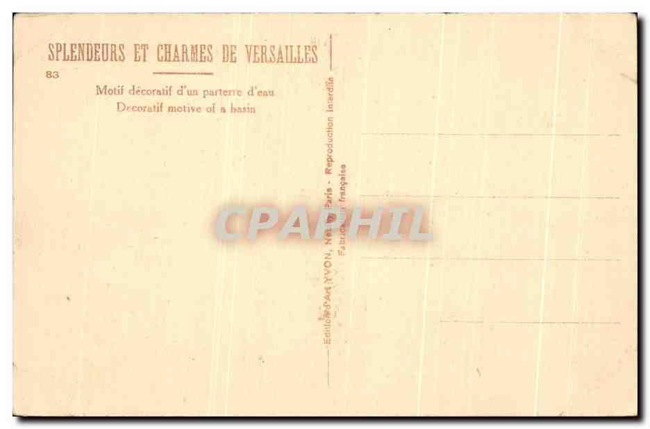 CPA Les Petist Tableaux De Versailles Motif decoratif d'un parterre d'eau — Verso