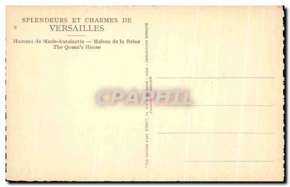 CPA Splendeurs et Charmes De Versailles Hameau de Marie Antoinette Maison de la Reine The Queen's House — Verso